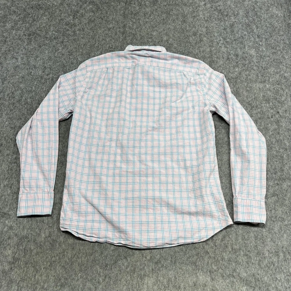 J Crew Shirt Mens M Pink Blue Plaid Flex Washed Slim Button Down Casual Preppy